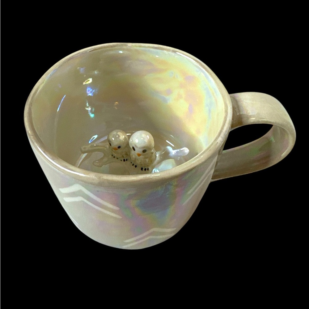 Anthropologie “Owl you need is love” Iridescent Hand painted Stoneware Mug.(1-J)